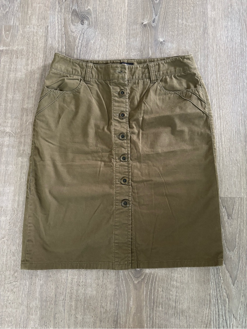 New York & Company Olive Button-Front Pencil Skirt